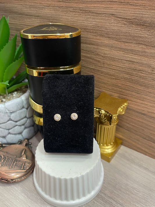 TOPO REDONDO PIEDRA CENTRO 4MM BORDE CIRCON 6MM ORO LAMINADO