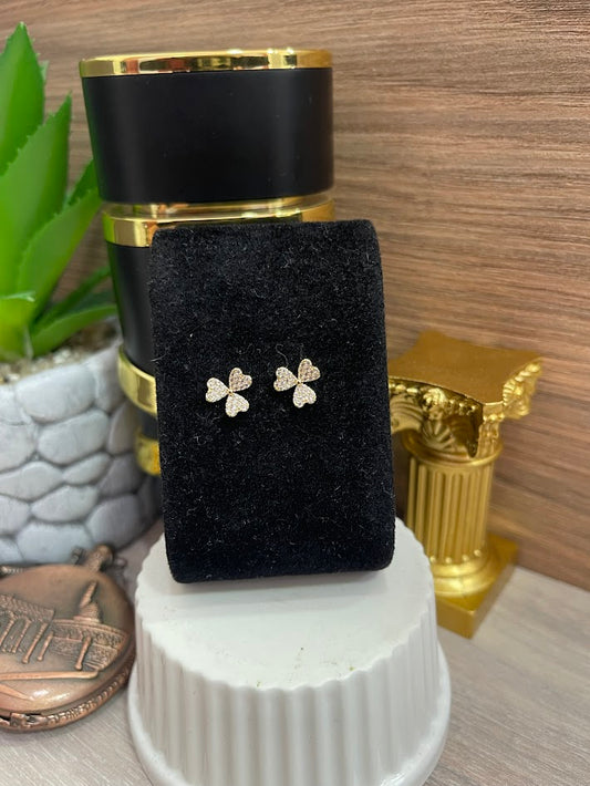 TOPO FLOR CORAZON X3 BALIN CENTRO 9MM ORO LAMINADO