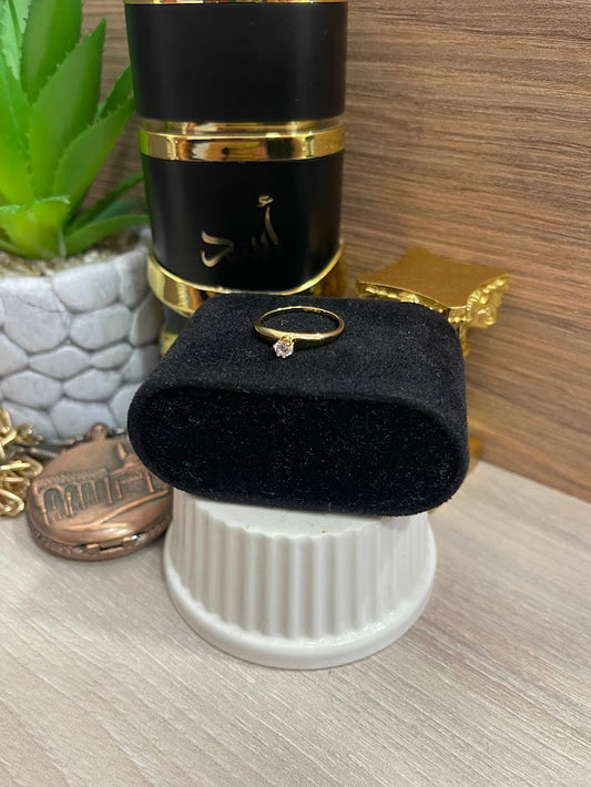 ANILLO SOLITARIO 1/2 CAÑA CIRCON ORO LAMINADO