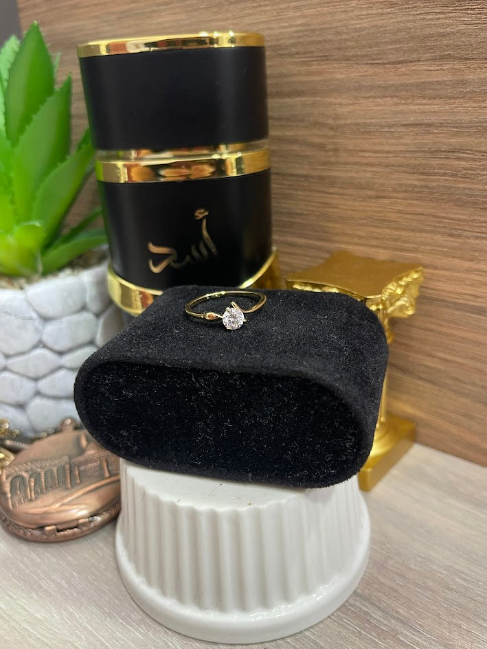 ANILLO SOLITARIO GOTA LISA LADO 6MM ORO LAMINADO