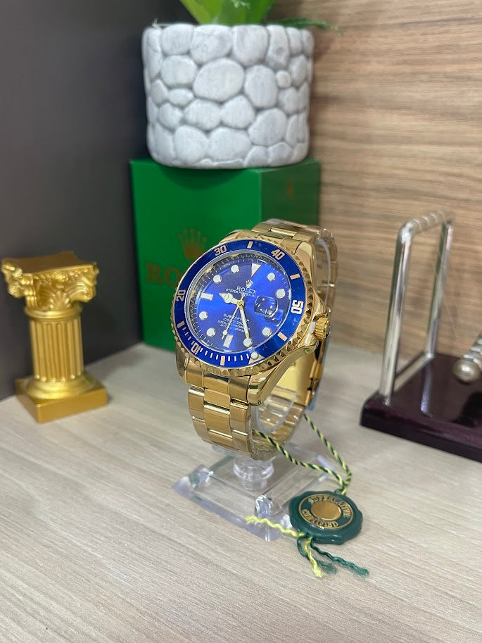 RELOJ ROLEX DORADO CARA AZUL