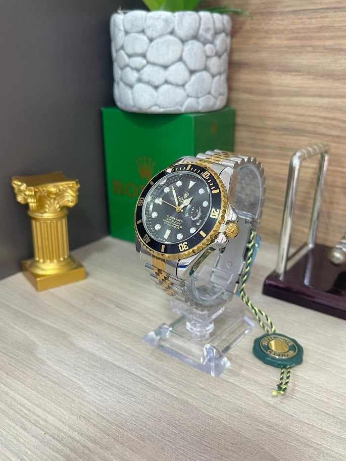 RELOJ ROLEX CABALLERO BICOLOR CARA NEGRA