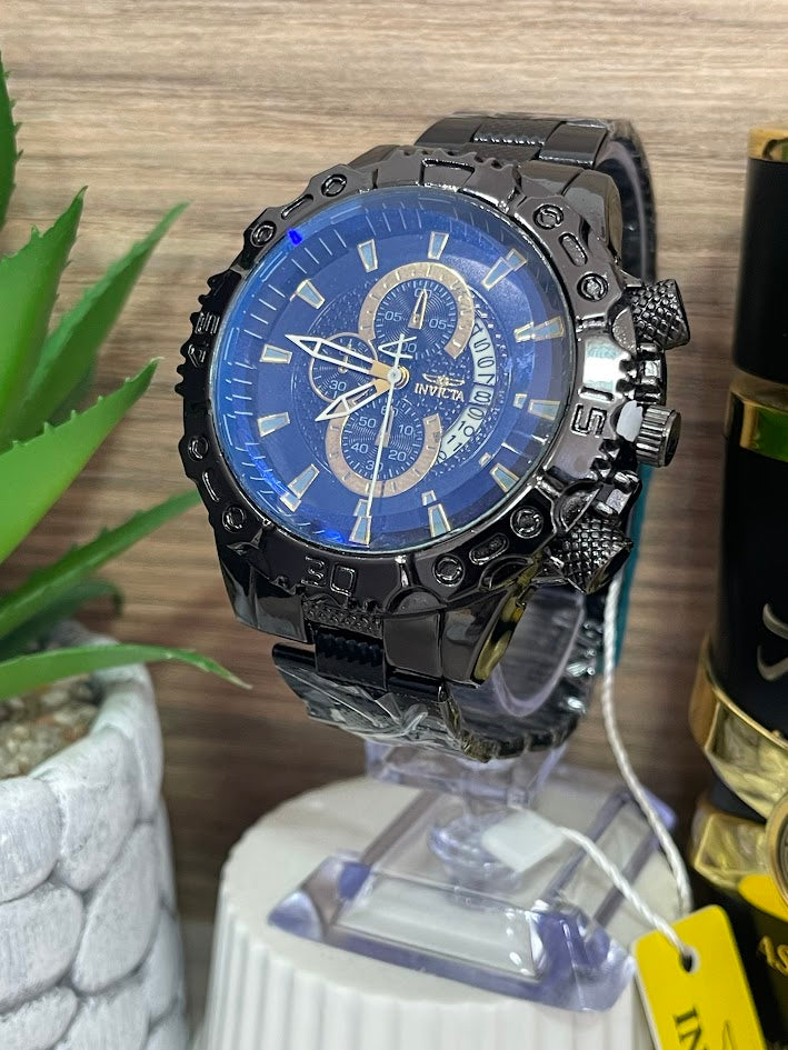 RELOJ INVICTA CABALLERO NEGRO ESFERA AZUL