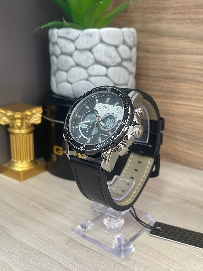 RELOJ G FOX NEGRO Y PLATEADO