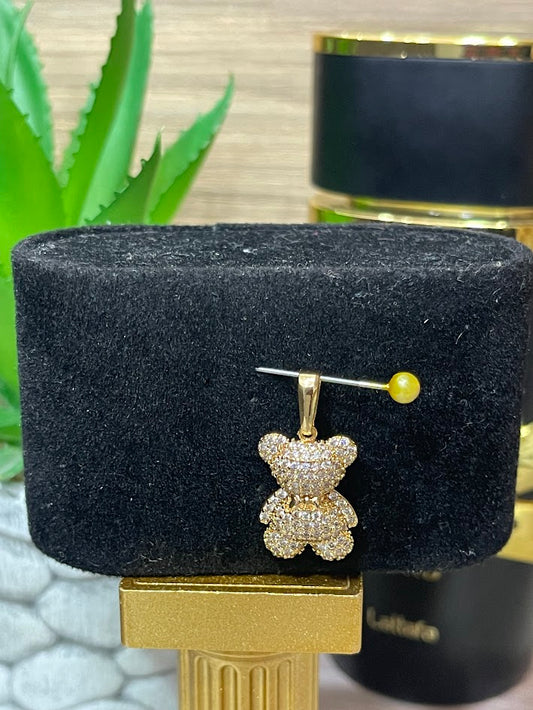DIJE FIGURA OSO CORBATIN LISO 13X26MM ORO LAMINADO
