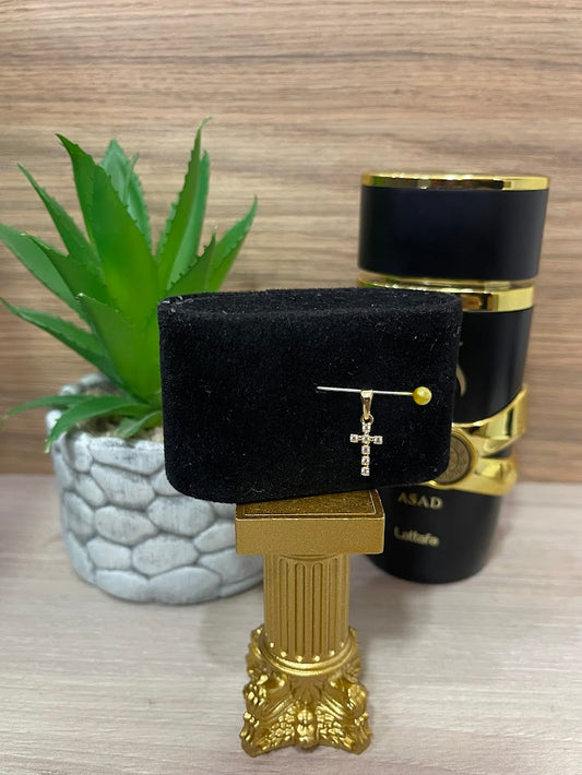 DIJE DIAM CRUZ CIRCON 7X20MM ORO LAMINADO