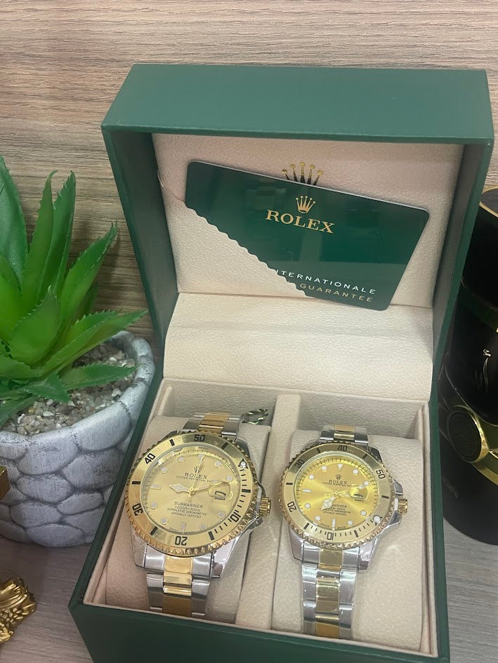 COMBO ROLEX BICOLOR ESFERA DORADA