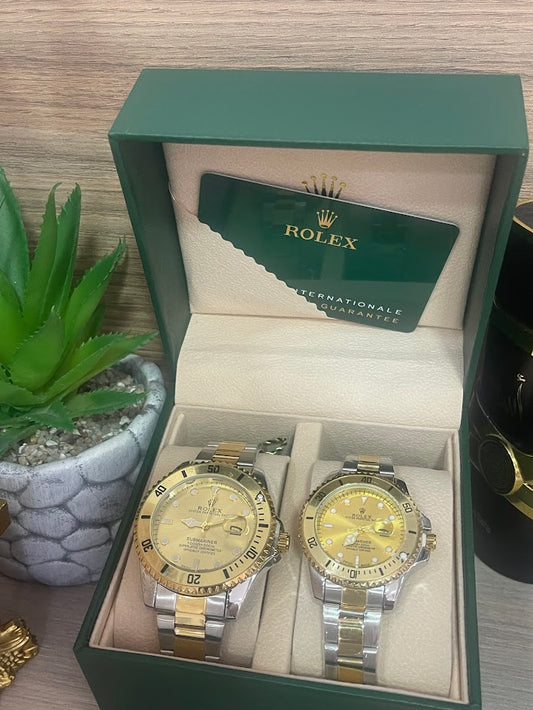 COMBO ROLEX BICOLOR ESFERA DORADA