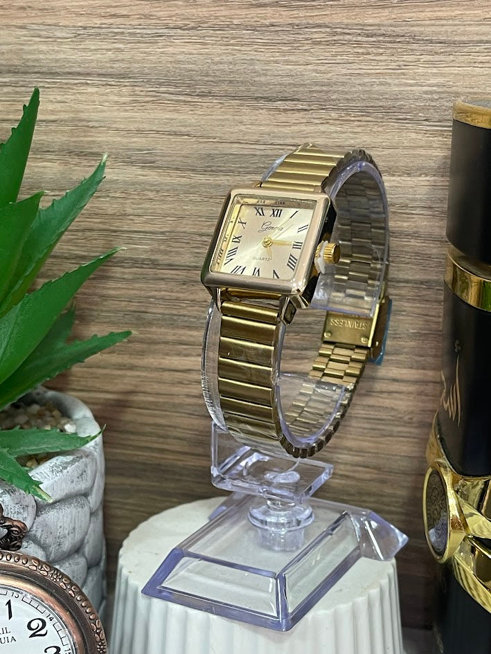 RELOJ GENEVA DAMA DORADO CUADRADO