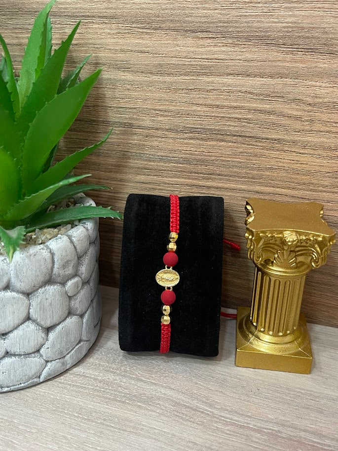 PULSERA LUPE ROJA NEOP BALIN DIAMANTADO 5MM