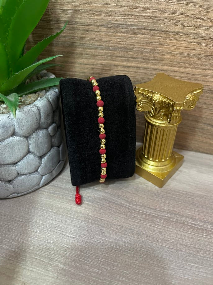 PULSERA LAMINADO ROJA NEOPRENO BALIN 4MM