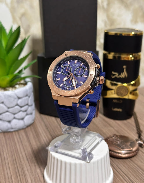 Tissot Dorado Esfera Azul Manilla de Silicona Azul 1.1