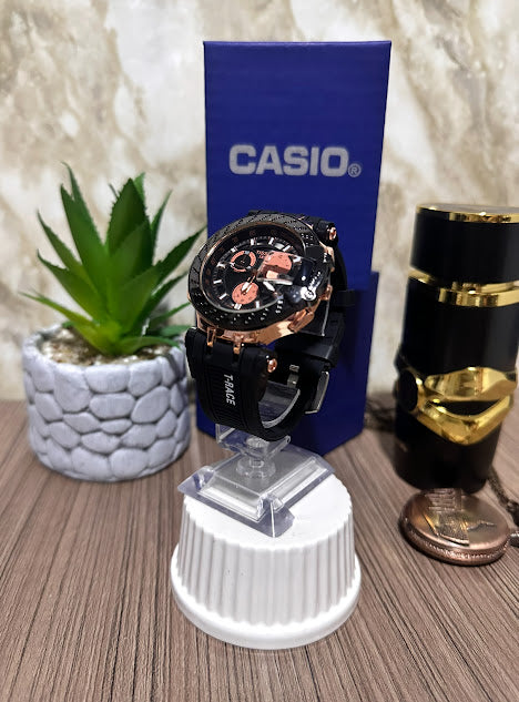 Tissot Dorado Esfera Negra Manilla Silicona AAA