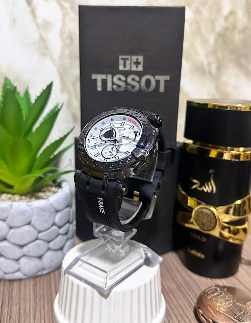 Tissot Negro Esfera Blanca Manilla de Silicona AAA