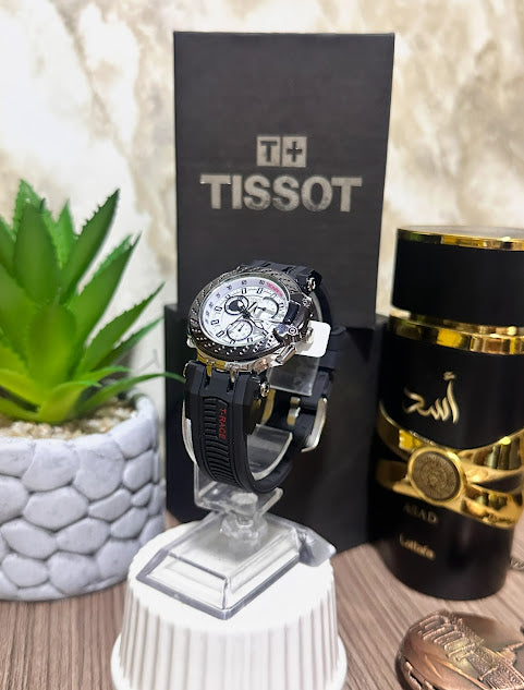 Tissot Dama Plateado esfera blanca manilla silicona