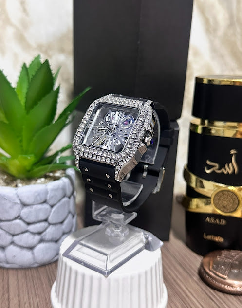 Cartier Diamantado Manilla Silicona Negra