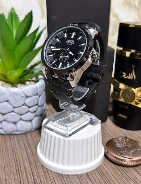 Diesel Plateado Manilla Café en Cuero