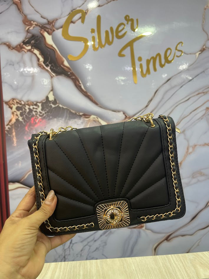 BOLSO DAMA NEGRO DETALLES EN CADENA CADENA