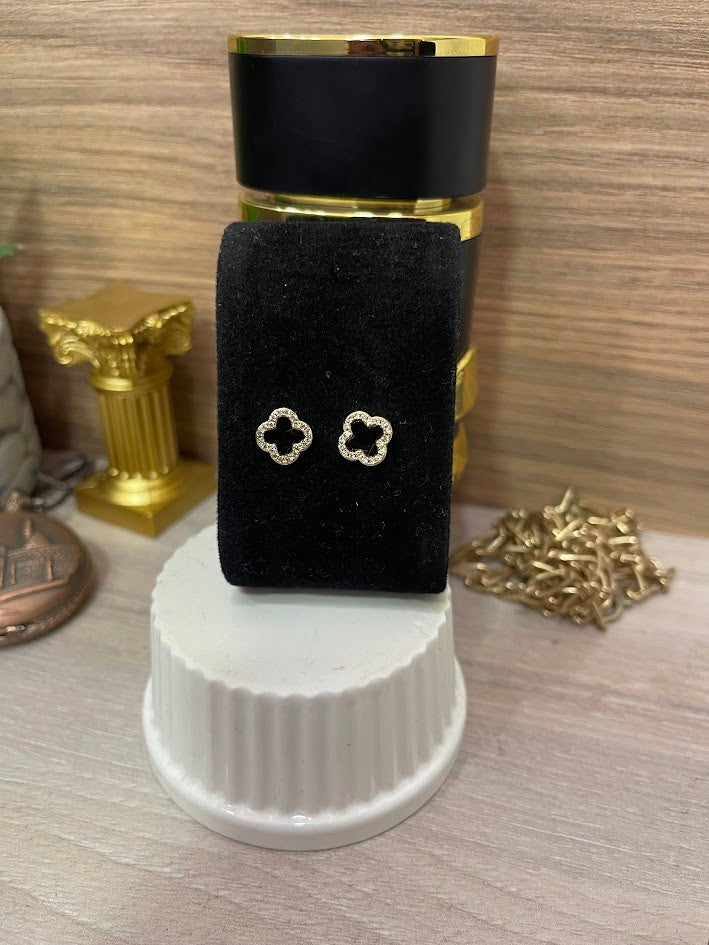 TOPO TREBOL RESINA BORDE CIRCON 10MM ORO LAMINADO