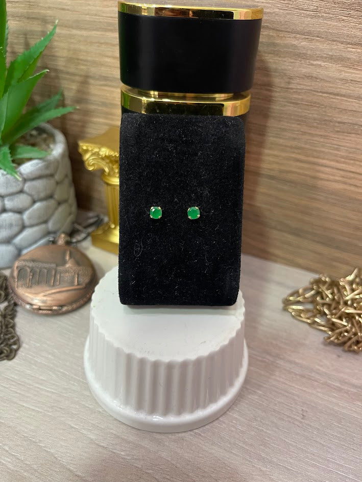 TOPO CIRCON VERDE ESMERALDA 4MM ORO LAMINADO