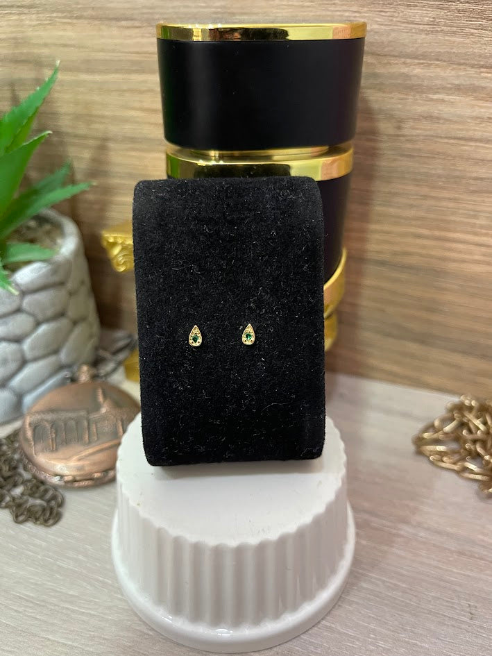 TOPO GOTA MINI CIRCON 3X5MM ORO LAMINADO