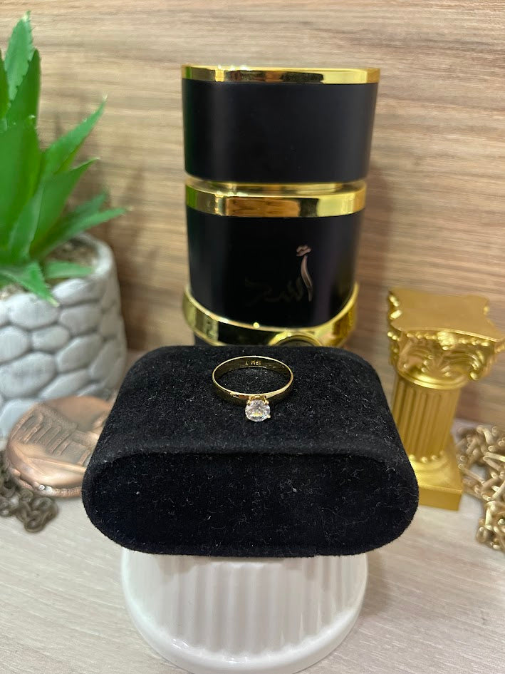 ANILLO SOLITARIO CIRCON 5MM T7 ORO LAMINADO