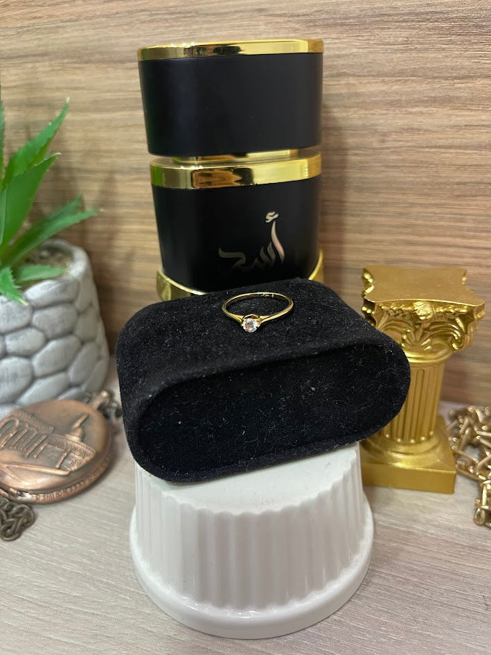 ANILLO SOLITARIO BASE SILUETA CORAZON T7 ORO LAMINADO
