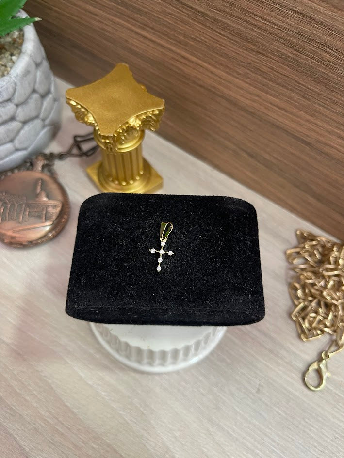 DIJE CRUZ MINI CIRCON X6 ORO LAMINADO