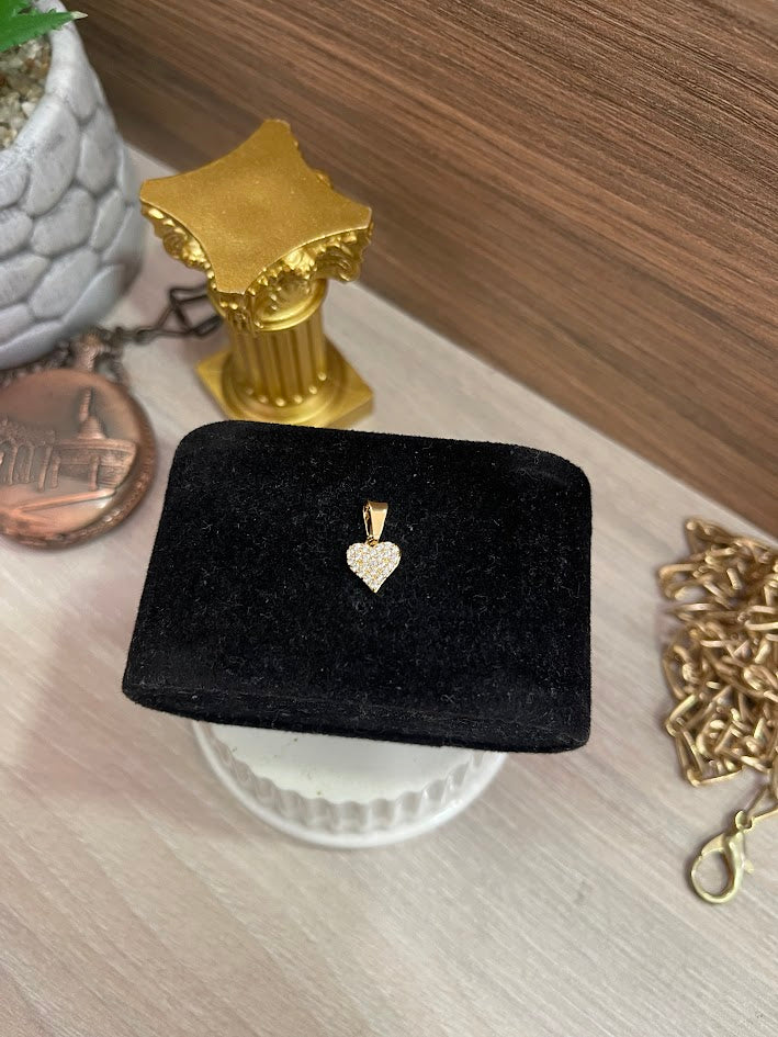 DIJE CORAZON PLANO MICROCIRCON 8X14MM ORO LAMINADO