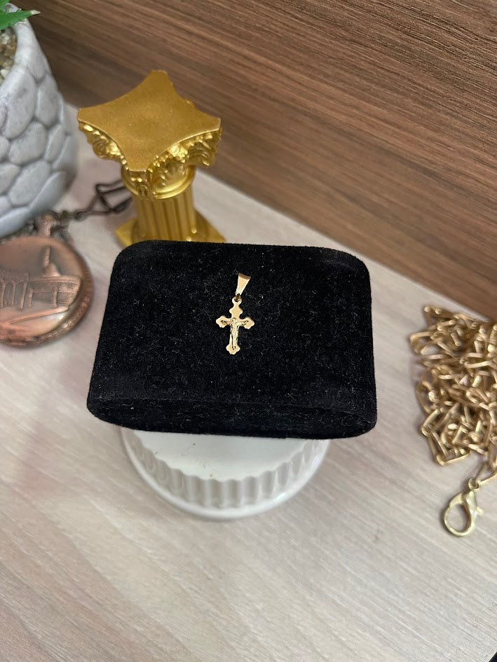 DIJE PQÑ CRUZ 22X9MM ORO LAMINADO