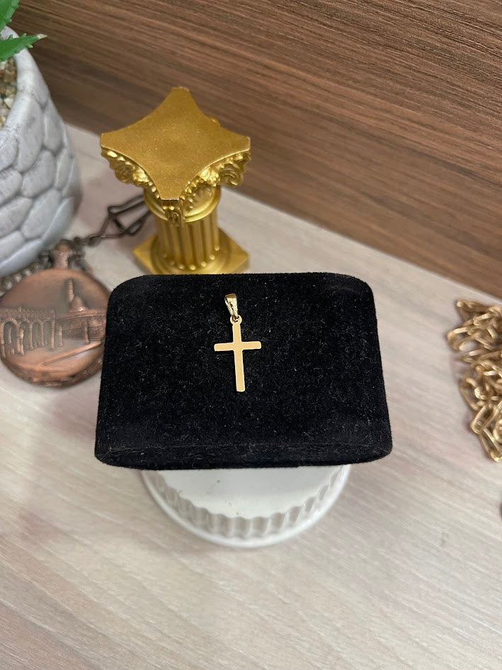 DIJE CRUZ LISA PLANA 14X24MM ORO LAMINADO