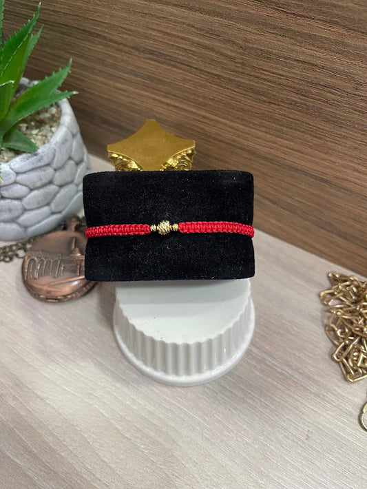 PULSERA TEJIDA ROJA BALIN 3MM 6MM ORO LAMINADO