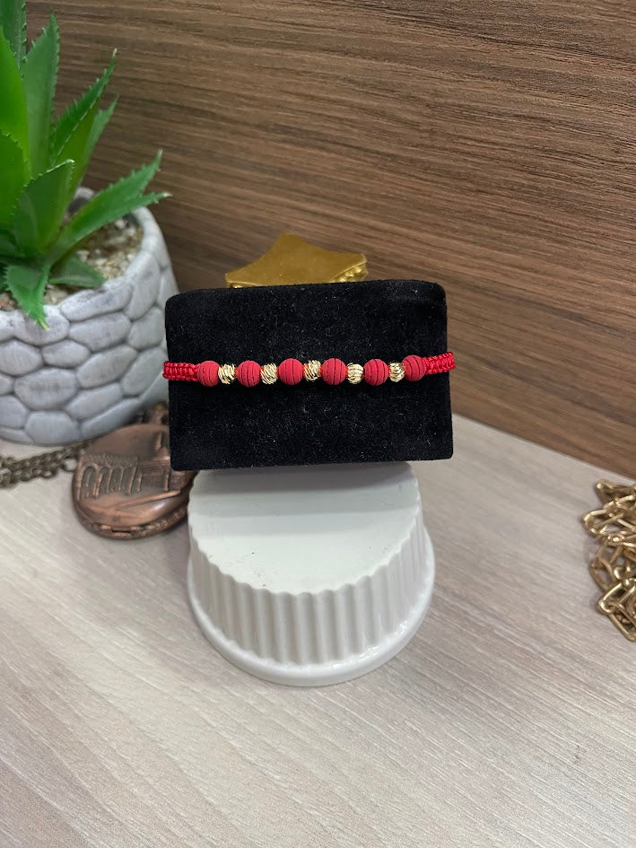 PULSERA TEJIDA NEOPRENO BALIN 5MM ORO LAMINADO