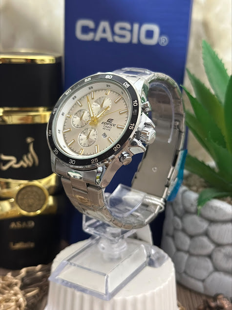CASIO EDIFICE PLATEADO BORDE NEGRO