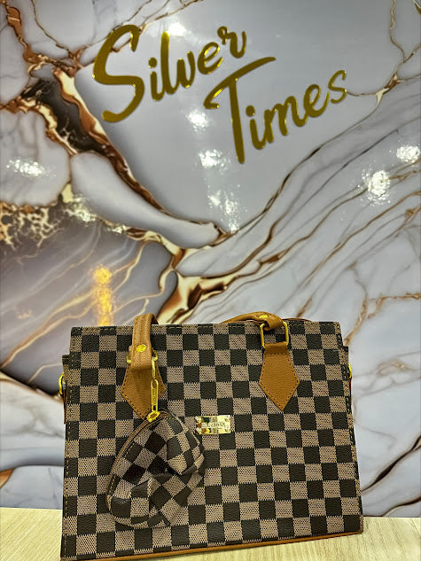 BOLSO CUADRADO MARRON INCLUYE MONEDERO FASHION