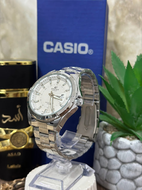 Casio Edifice Plateado Esfera Blanca