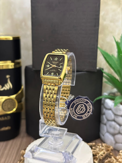 SALCO DAMA DORADO CUADRADO ESFERA NEGRA