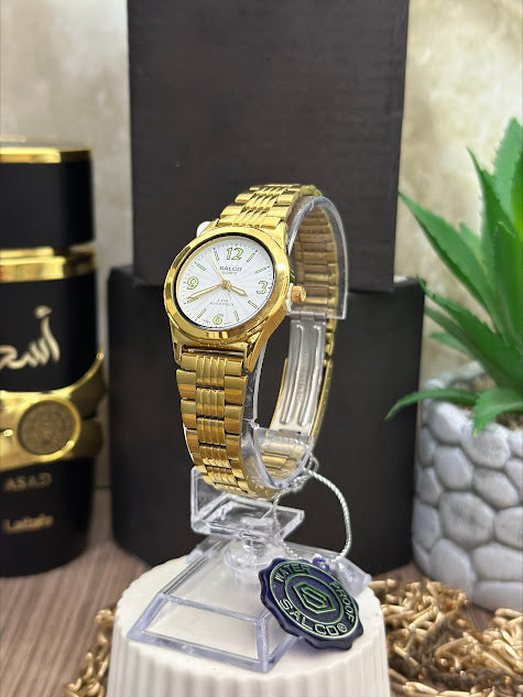 salco dama dorado esfera blanca