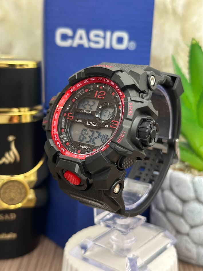 SPOR DIGITAL NEGRO ACCESORIOS ROJOS