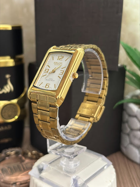 SALCO CABALLERO CUADRADO DORADO ESFERA BLANCA NUMEROS DORADOS