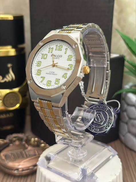 SALCO CABELLERO BICOLOR CAJA PLATEADA ESFERA BLANCA