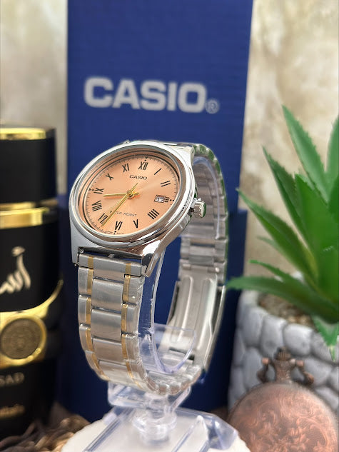 CASIO BICOLOR MEDIANO ESFERA ORO ROSA NUMEROS ROMANOS