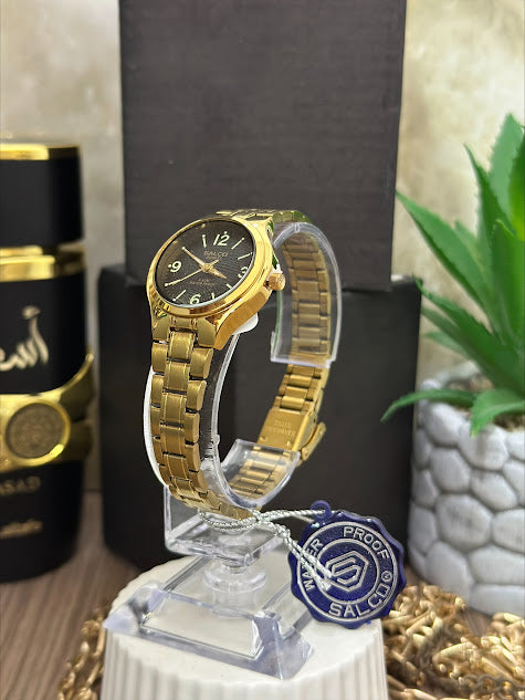 SALCO DAMA DORADO ESFERA NEGRA