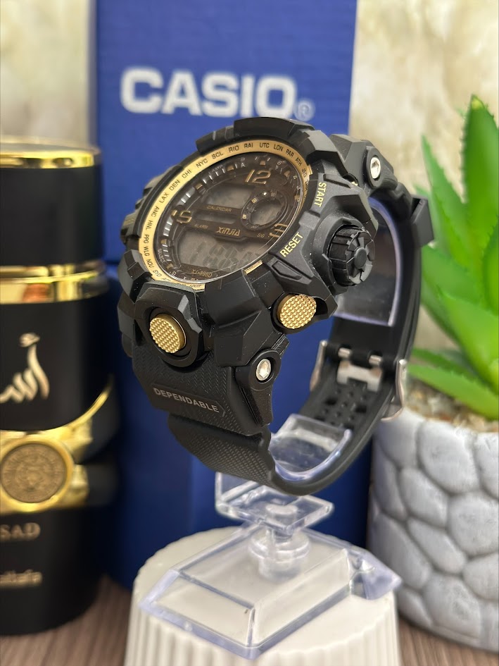 SPORT DIGITAL NEGRO ACCESORIOS DORADOS