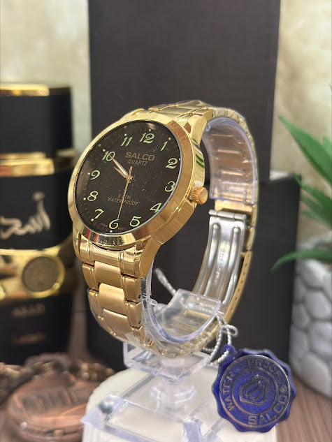 SALCO CABALLERO DORADO ESFERA NEGRA NUMEROS VERDES FLUORECENTES