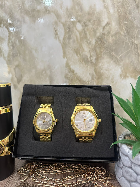 COMBO ROLEX DORADO ESFERA BLANCA LUXURY