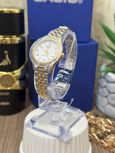 CASIO ORIGINAL DAMA BICOLOR ESFERA BLANCA ARO DORADO
